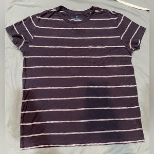 Men's American Eagle striped T-shirt with chest pocket, navy & white, Medium